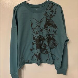 Disney Teal Sweatshirt with Character Print, Fab 5 characters women’s XL